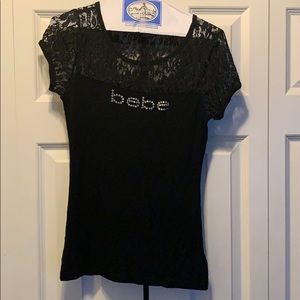 Bebe logo upper lace top